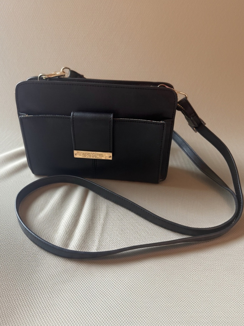 Spartina 449 Black Multi Phone Wallet Crossbody Bag Gold Hardware